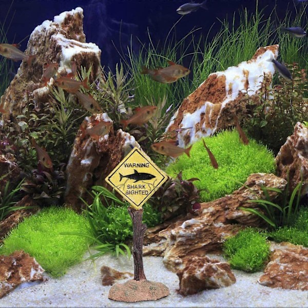 Akvarium Sjove Ornamenter Haj Advarselsskilte Akvarium Resin Dekoration Håndværk Landskabsindretning til Aq