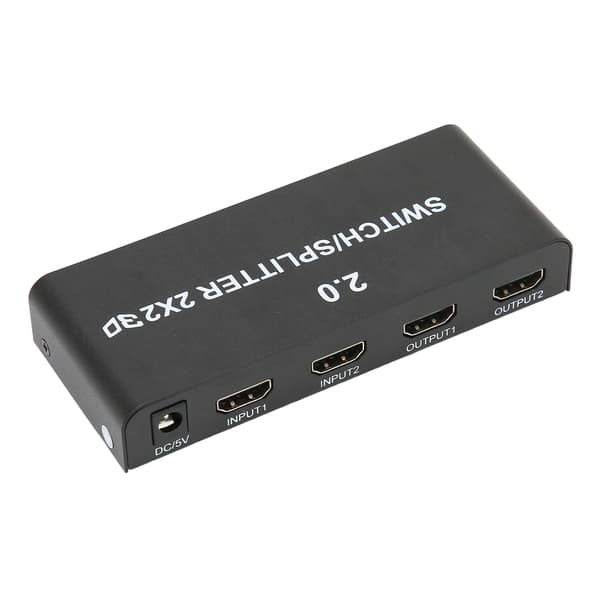 2x2 HD Multimedia Interface Splitter 4K 60Hz 2 ind 2 ud Video Switcher til signaloverførsel 100‑240VEU Stik