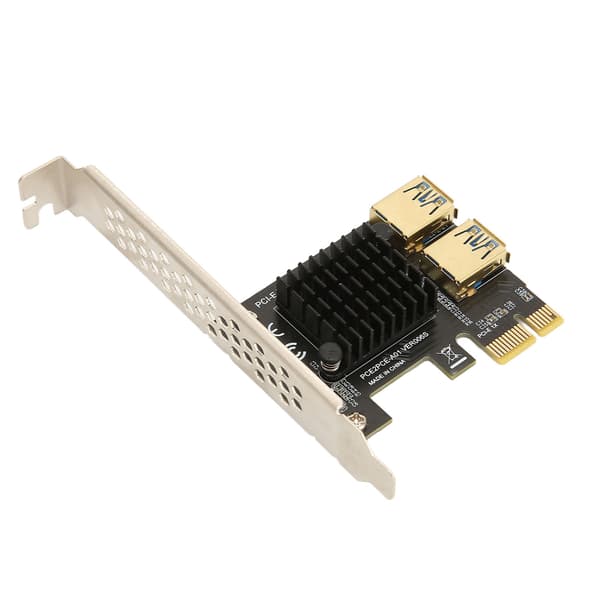 PCI E 1 til 2 Riser-kort PCI E 1X til 2 eksterne PCI E USB 3.0 utvidelseskort for Bitcoin Ethereum Mining Svart kort