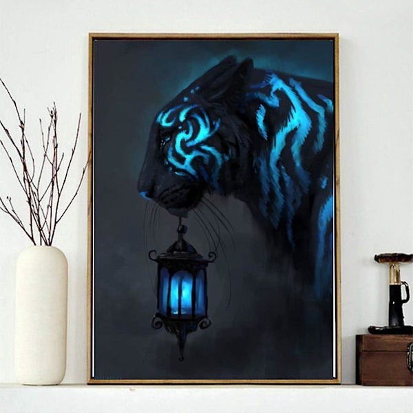 Diamond painting - Full Rhinestone Tiger-mönster för vuxna - Heminredning för vardagsrum, sovrum, kontor - DIY-korsstygnskonst