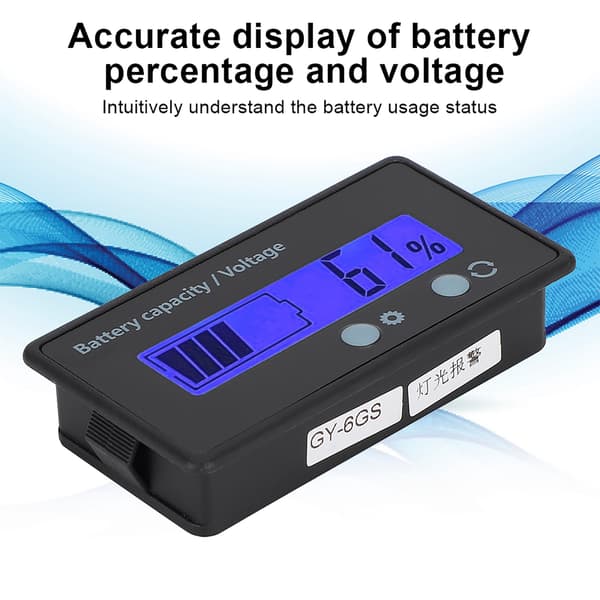 GY-6GS Batteriström LCD-display Voltmeter 12-84V med ljuslarmfunktion (blått ljus)
