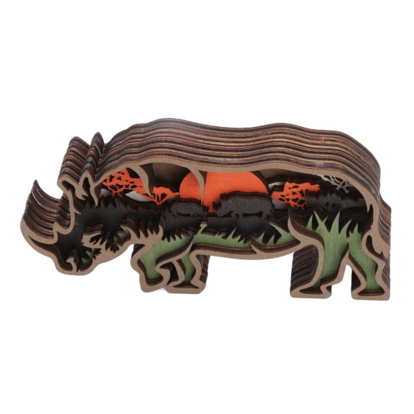 Puinen patsas Eläimen valo Boxwood Koti Pöytä Askartelu Eläinten veistäminen Koristekoristeet Rhino Light