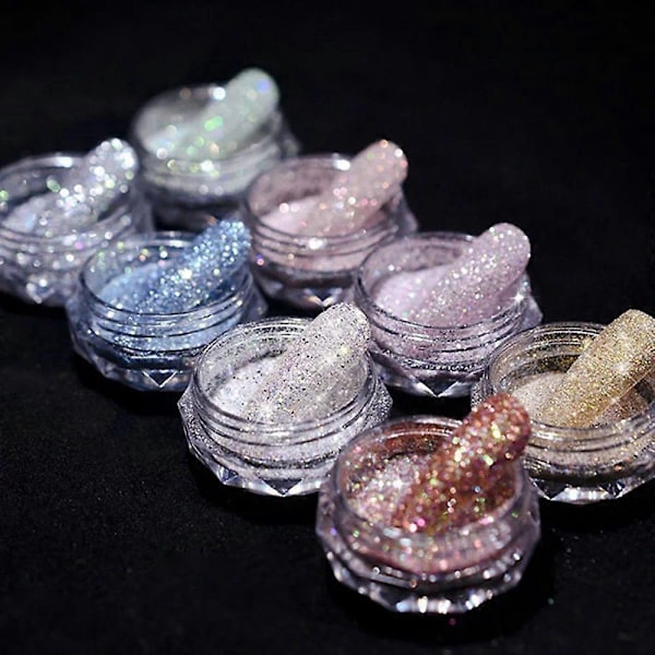 8 Pulloa/setti Sateenkaari Glitter Kynsien Kristallitimantti Jauhe Mikro Lasiglitter Pigmentti Manikyyrikoristeluun