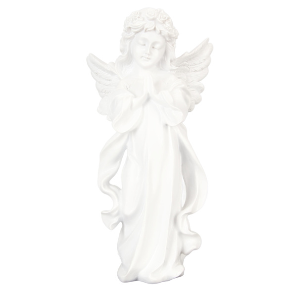 Baby Angel Statue Hvid 10,8 tommer høj håndskåret rige detaljer Holdbar harpiks Cherub figur til Garden Family Office
