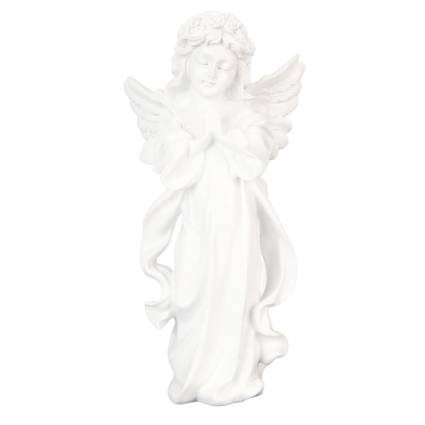 Baby -patsas, valkoinen 10,8 tuumaa korkea, käsin veistetty runsaasti yksityiskohtia kestävä hartsi-kerubi-patsas puutarhaperhetoimistoon