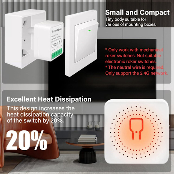 Mini Smart WiFi Bryter TUYA Smart Bryter WiFi Smart Gjennomgang Skjult Boks