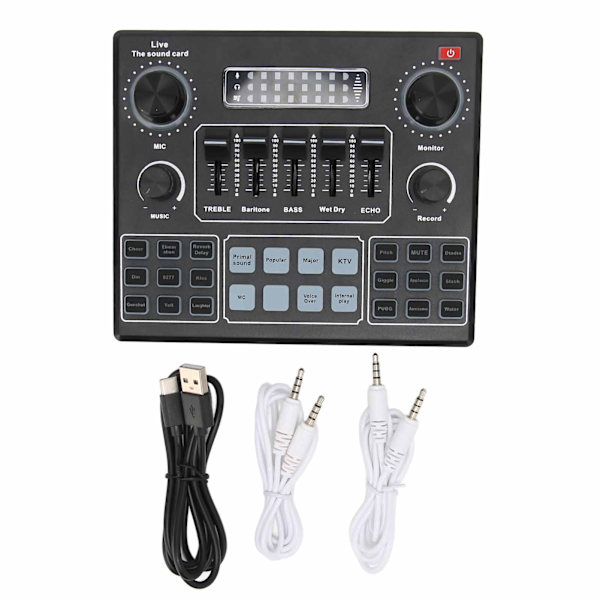 V9 Bluetooth Lydkort Stereo Audio Mixer til Computerspil Mobiltelefon Liveudsendelse