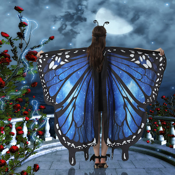 Vuxen Magdans Butterfly Wings Sjal sapphire