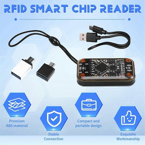 RFID Smart Chip Reader+5xCUID/UID Kort Kompatibel med NFC Læse Skriver Sort & Transparent21