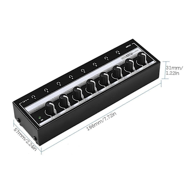 Ha800 Hovedtelefonforstærker Audio Amp. Ultrakompakt 8-kanals Mini Audio Stereo Mikrofonforstærker. Med Strømadapter UK-stik