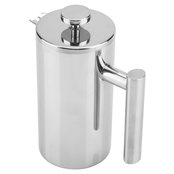 Dobbelvegget kaffetrakter i rustfritt stål, franskpresset tekanne med filter (800 ml)