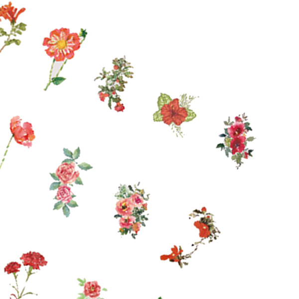 100 stk naturlige blomsterklistremerker for utklippsbok, selvklebende utklippsbok-klistremerker, forsyninger, journal for kortlaging, bokstaver, DIY, rød