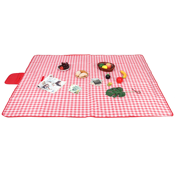Picknickmatta Vattentät Fuktsäker Picknickfilt för Utomhuscamping Röd Vit Rutor (145x200cm)