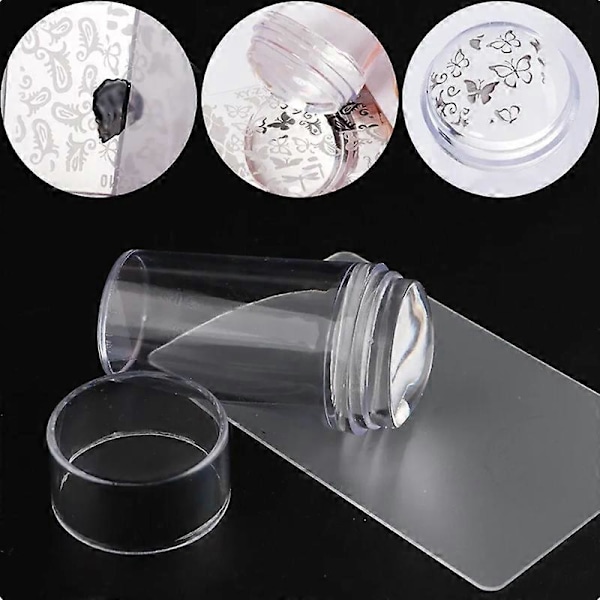 Klar Negle Stamper med 2 stk. Silikone Hoveder til Fransk Negleprint, Neglekunst, Manicure