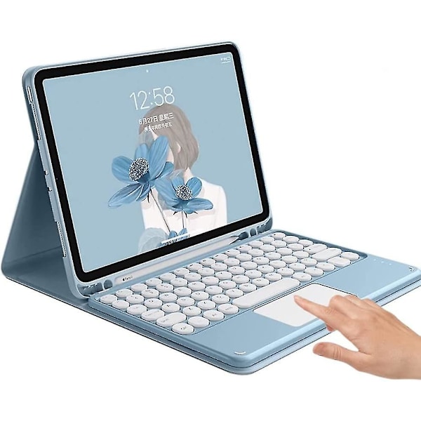 Ipad 10:e generationens 2022 tangentbordsfodral - Avtagbart pekskärms tangentbord och smartfodral blått