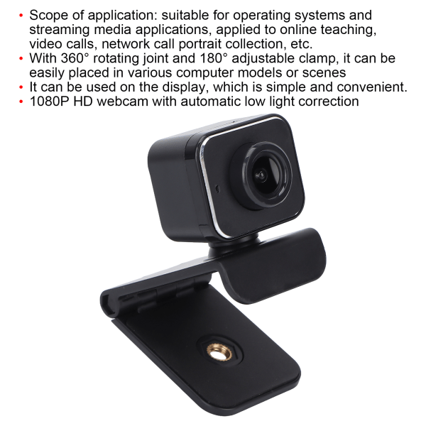 Computerkamera 1080P HD Justerbar Roterbar Autofokusering Fire Layer Linse Indbygget følsomt mikrofon Webcam