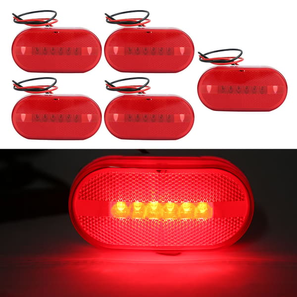 5 stk 6LED 12V Sidemarkeringslys for Lastebil Tilhenger Praktisk Tilbehør (Rød)