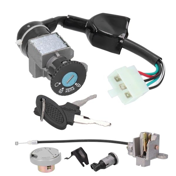 Tändningslås Bränsle Gaslock Sadel Lås Nyckel 5 Pin Plug Set Passar för GY6 Scooters(Moped) 50cc 150cc