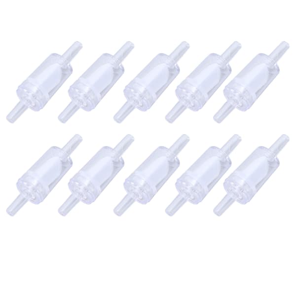 10 stk. Kontraventil 4mm PP Luftpumpe Akvarium 1 Vejs Vandstop Kontraventil til Akvarium Hvid