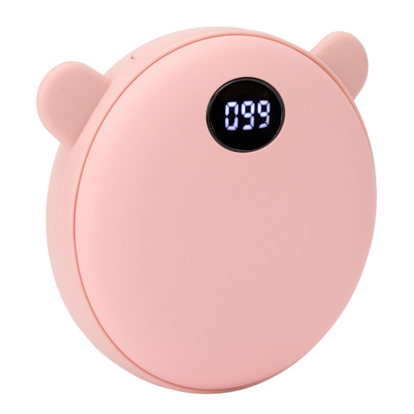 Ladattava kädenlämmitin, söpö karhu, 5200 mAh, 3 lämpötila-asetusta, taskukokoinen sähkökädenlämmitin puhelimelle, tabletille, talvi, vaaleanpunainen karhun korvat