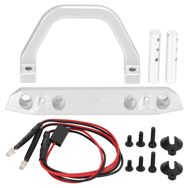RC Metalli alumiininen etupuskuri LED-valolla Vakaa RC-lisävaruste Axial SCX24 1/24 Kauko-ohjattava autoHopea S