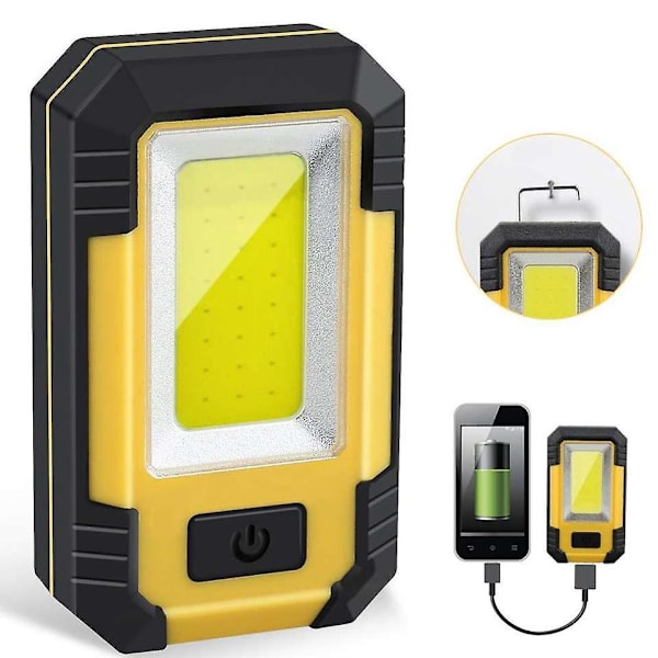Bærbar 30W Oppladbar LED Arbeidslys for Camping og Bilreparasjon - Høy Lumen Magnetisk Mekanikerlys (Lys Gul)