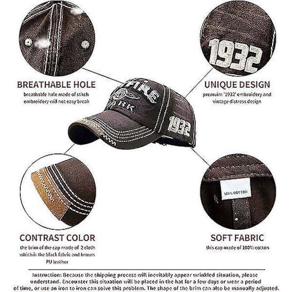 Retro åndbar baseballkasket - Unisex, justerbar, ren bomuld