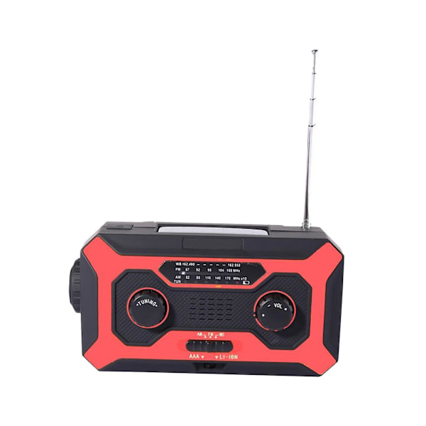 Kannettava hätäradio ulkokäyttöön LED-taskulampulla, punainen