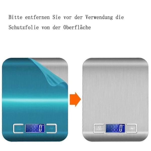 Digitale elektroniske vekter, digital vekt 5KG med LCD-display, ultratynne digitale vekter laget av stål
