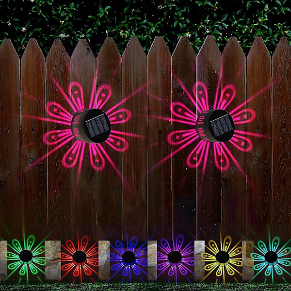 Solar Fence Lights, 2-Pack Outdoor LED Decorative Lamp, IP67 Waterproof for Fence, Deck, Patio, Stairs, Yard, Pathway