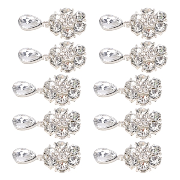 10 stk. Rhinestone Broscher Krone Seks Kronblade Opal Perle Brosche Nåle til Tøj Sko Tasker Hår Tilbehør Dekoration 2,2x4cm Hvid Seks Kronblade
