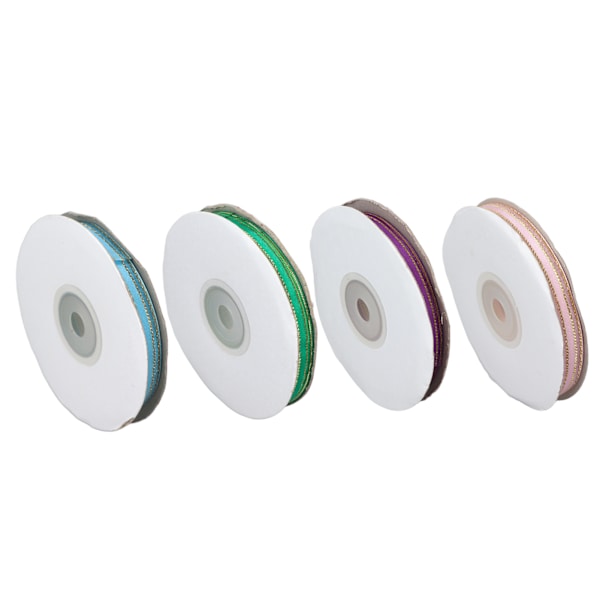 4 st 9 mm breda genomskinliga satinband färgglada polyester chiffongband för presentinslagning