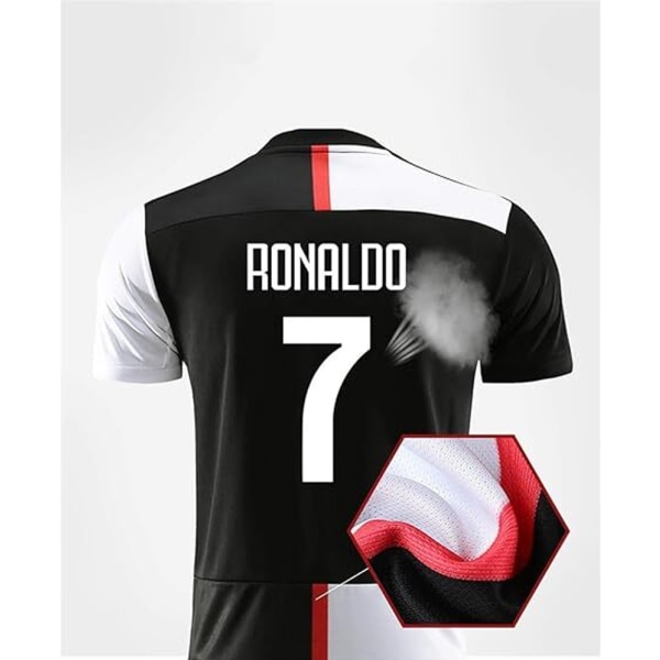 Juventus No. 7 Fotbollströja - Svart och vit rand - Vuxen och barn storlekar M M