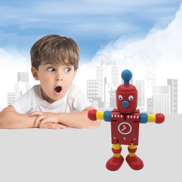 Tre valnøtt dukker roboter actionleker fleksible ledd roboter gave til barn