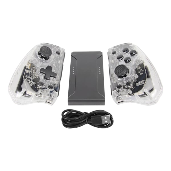 Transparent Trådlös Gamepad för Switch 6 Axlar Gyro Dubbel Vibration Turbo Funktion RGB Ljus Trådlös Spelkontroll KS41