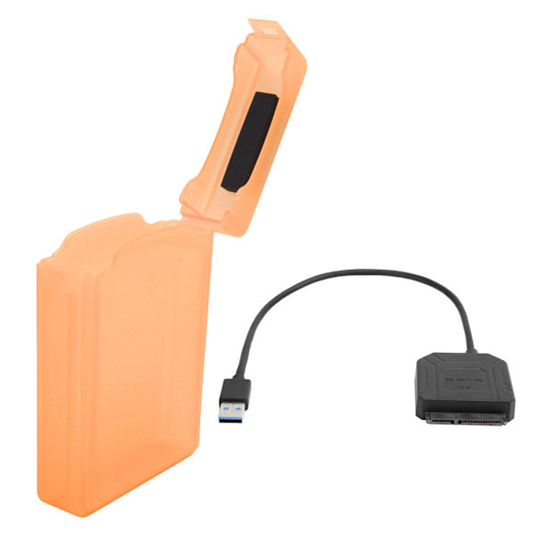 Harddiskadapterkabel HDD/SSD-omformerkabel med strømforsyning og boks EU-stik 100-240V rød