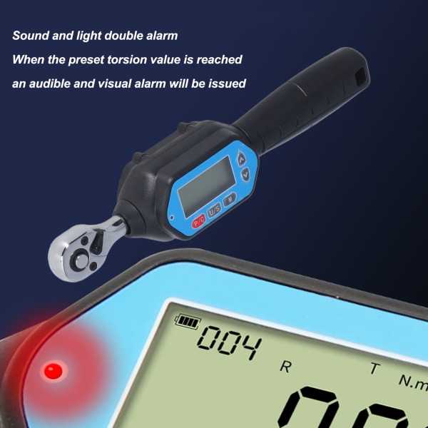 Mini Digital Display Torsion Wrench - 3 mätlägen - 1/4in - 30Nm - 72 tänder