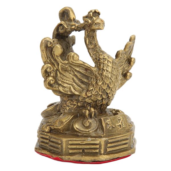 Mässing Fenix Staty Hög Hårdhet Bra Glans Fenix Dekorativa Figurer för Heminredning Samling Display Gåvor