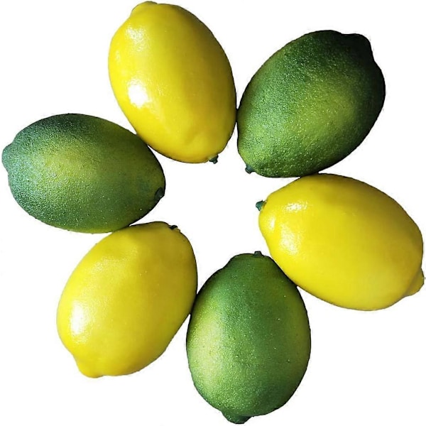 6 kpl Keinotekoisia hedelmiä koristeluun, Väärennetty lime, Simuloidut hedelmät ja vihannekset, Koti- ja keittiösisustus Keinotekoinen lime