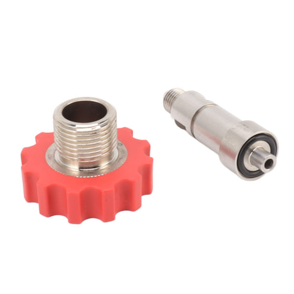 CO2 gasflaske adapter i rustfrit stål, gaspåfyldningsadapter G5/8 til 7/16-20 port, rødt gear