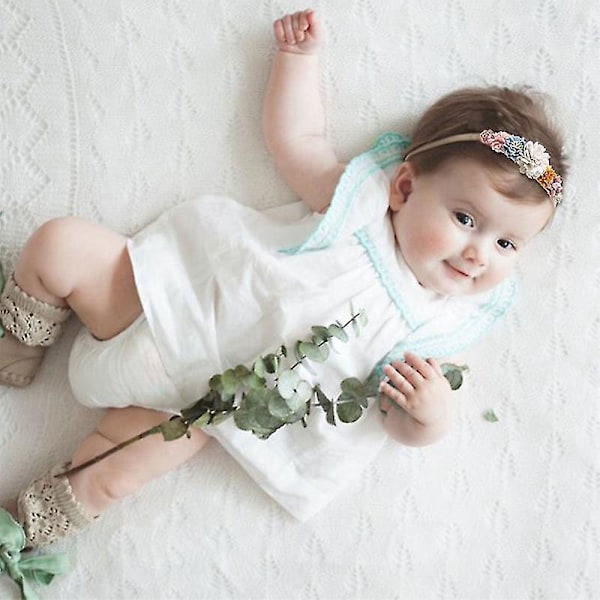 Babyjente Hårbånd med Kunstig Blomst Elastisk Nylon Prinsesse Hårbånd