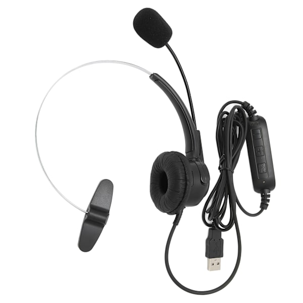 USB-headset med mikrofon, støjreduktion og volumenkontrol til forretningsmøder, Skype, telefonopkald, callcenter og kontor