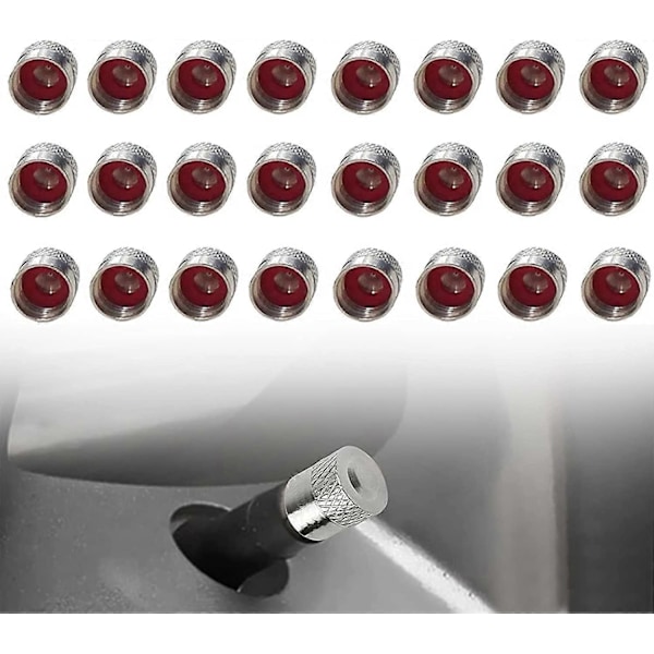 24 kpl Auton metalliventtiilin korkit Pyörän venttiilin korkit Renkaan venttiilin suojukset Universaalit auton pölysuojat moottoripyörille, kuorma-autoille, maastoautoille - Hopea