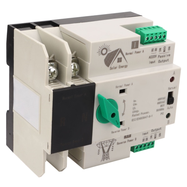 Dubbel automatisk omkopplare 2P Millisekundsnabb kretsstyrenhet PV-typ AC220V 80A