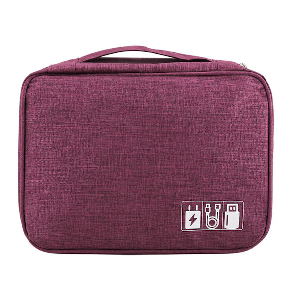 Bærbar oppbevaringspose for USB-kabel Power Bank Hodetelefon Digital Garget Organizer (lilla)
