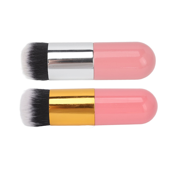 2 stk flydende foundation børste tæt fluffy hår makeup børste til blush presset pulver Pink Guld Pink Sølv