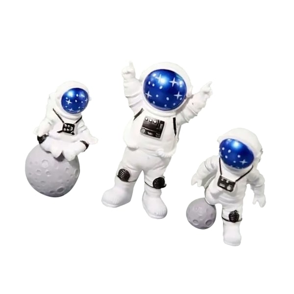 3 kappaleen astronauttihahmot söpö pohjoismainen tyyli PVC avaruusmies työpöydän koriste kakkukoristeluun lastenhuone makuuhuone kirjahylly