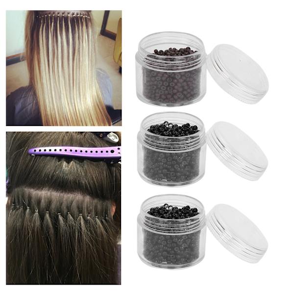 3 flasker 3,0 mm silikon Micro Links Rings Beads Small Comfortable Hair Extension Tool (1#/3#/5#)