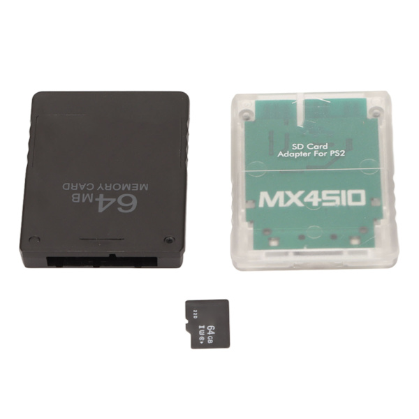 Minnekortleser Stabil erstatningsminnekortadapter med 64G minnekort og FMCB 64MB spillkort for PS2 Slim