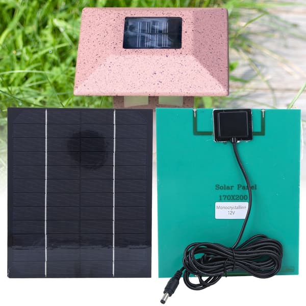 6W 12V Monokristallin Silikon Solpanel Utomhus för DIY Batteriladdare Strömförsörjning